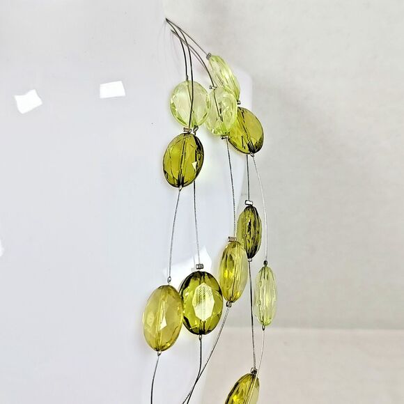 Multi-Strand Green Beaded Statement Necklace Layered Fashion Jewelry 16" - 19" - Picture 4 of 10